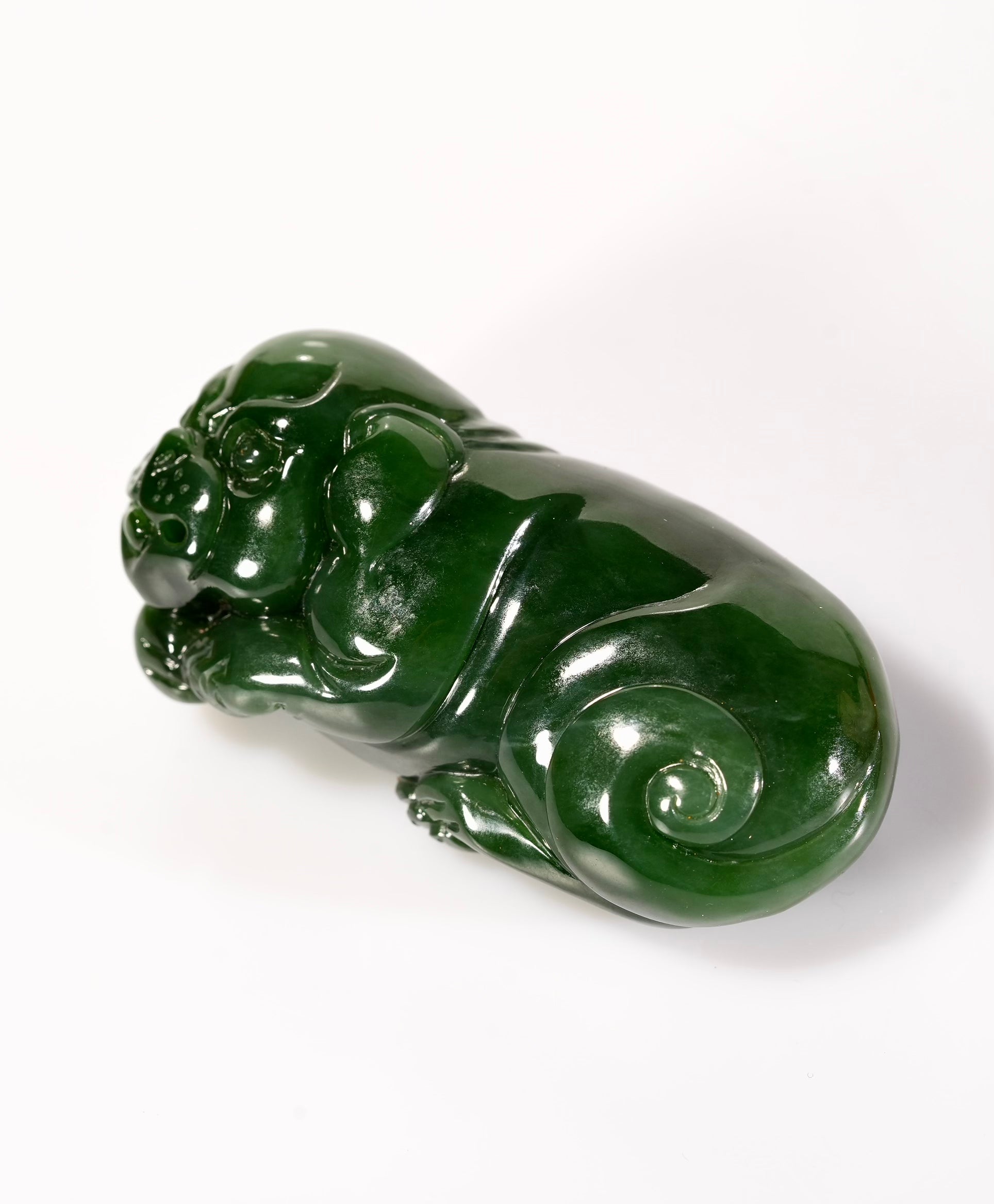 Hand Carved Pixiu Jade Palm Piece #2997