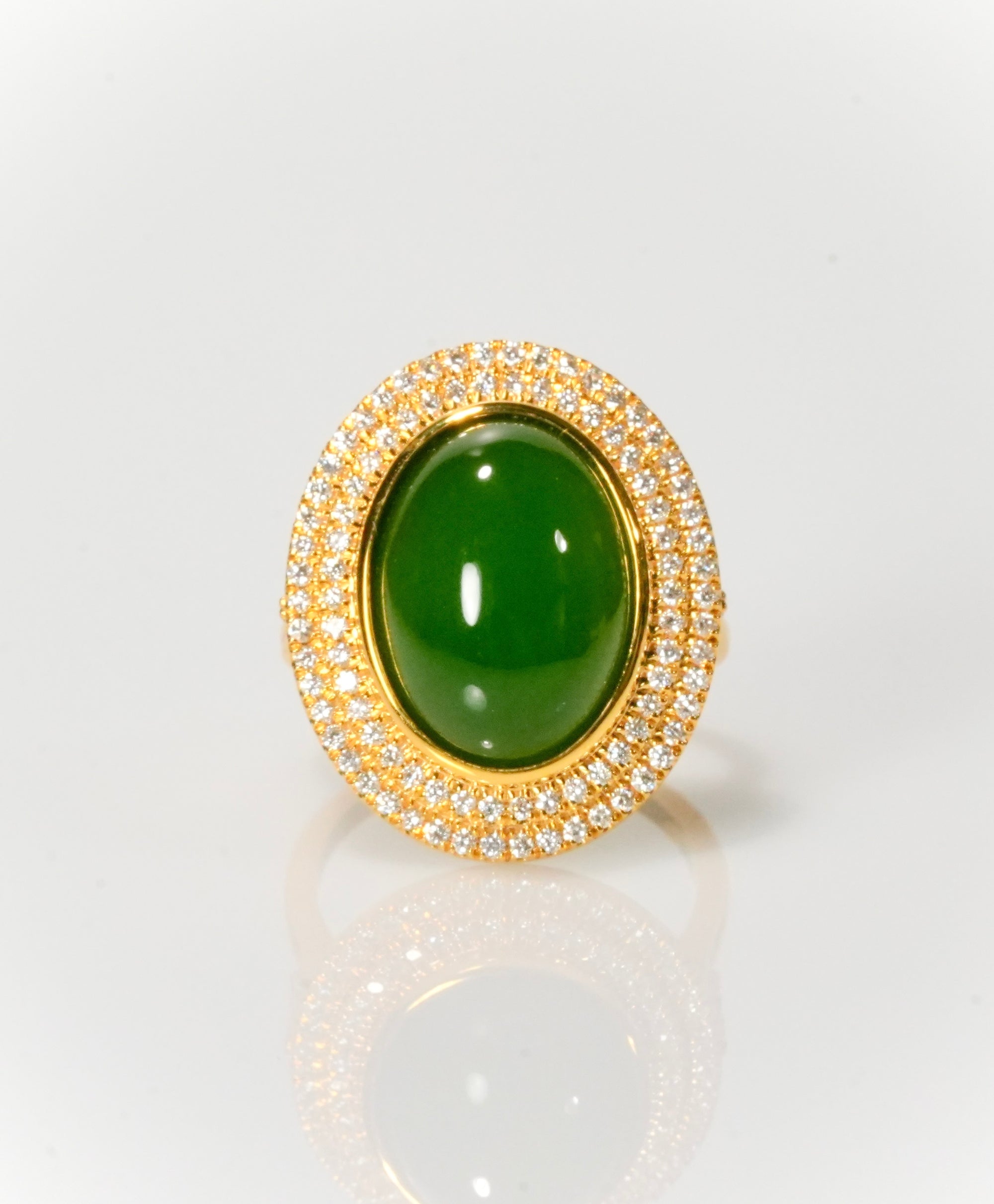 18K Siberian Jade Diamond Ring #2254