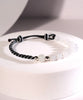 Hetian White Jade bracelet 7mm Adjustable Cord 925 Silver #1343