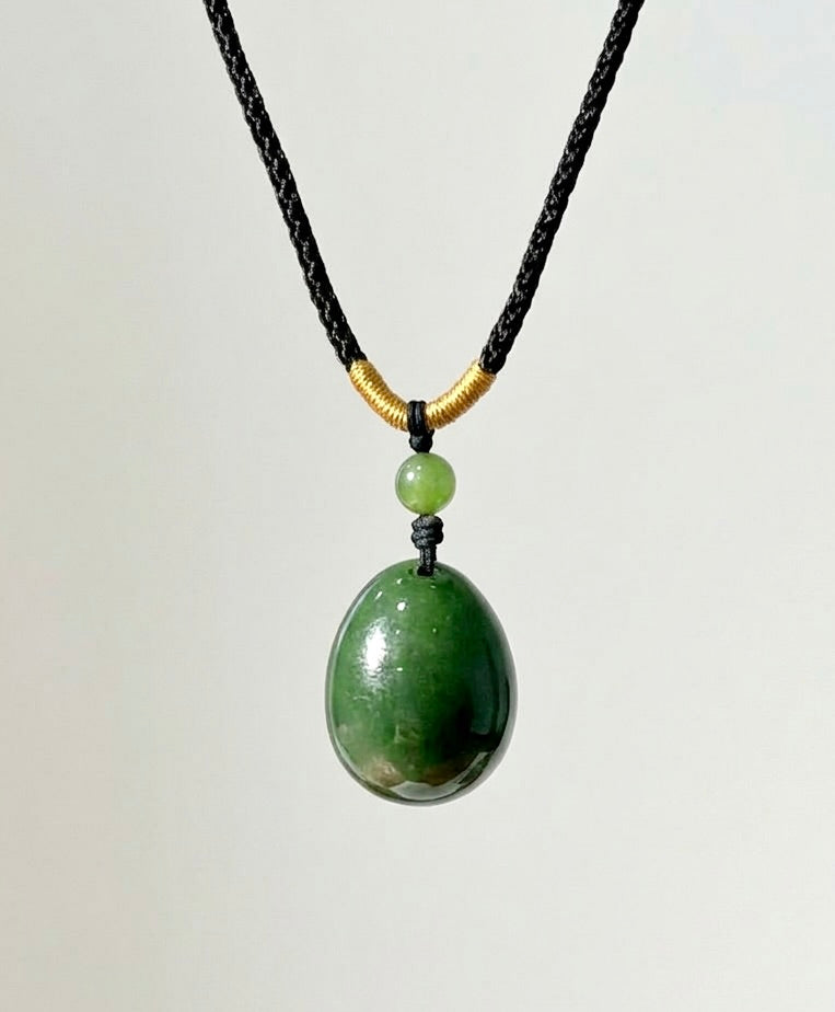Canadian Jade River Jade Bead Pendant 17mm Natural Jade #1490