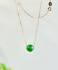 Siberian Jade Bead Necklace 18K Gold Apple Green Top Grade Natural Jade 8mm #1501
