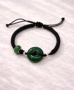 Polar Jade Siberian Jade Fortune Peace Buckle Ping An Kou Bracelet Natural Jade 25mm|#1458