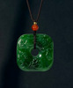 Green arctic Polar jade pendant, mountain and river tradition painting jade carving square shape Peace Buckle Pendant