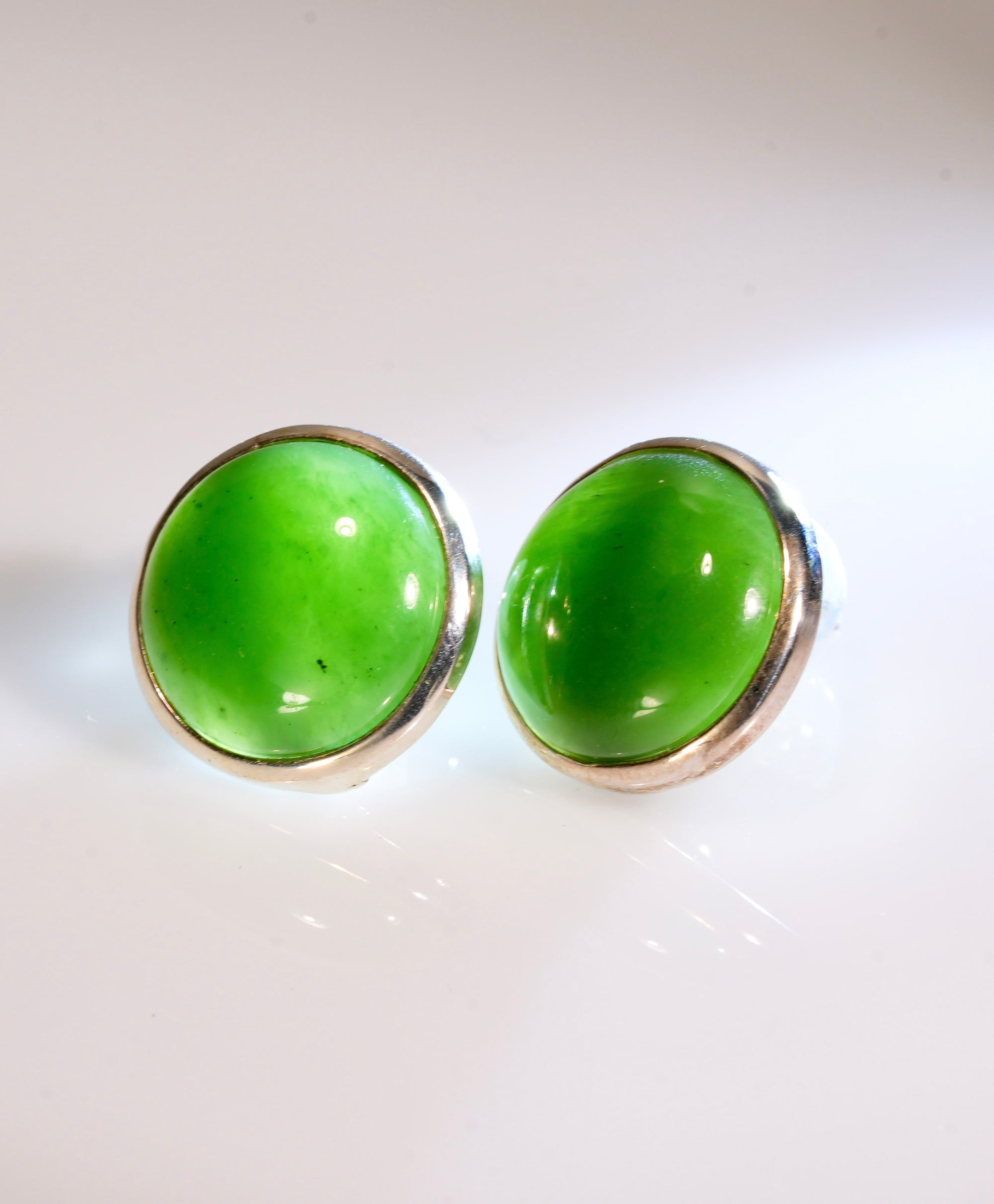 Polar Jade Round Earrings #1082