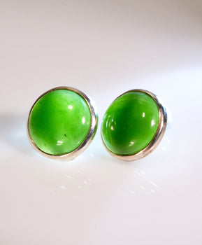 Canadian Polar Jade Round Ear Studs AA Grade Natural Jade 16mm #1082