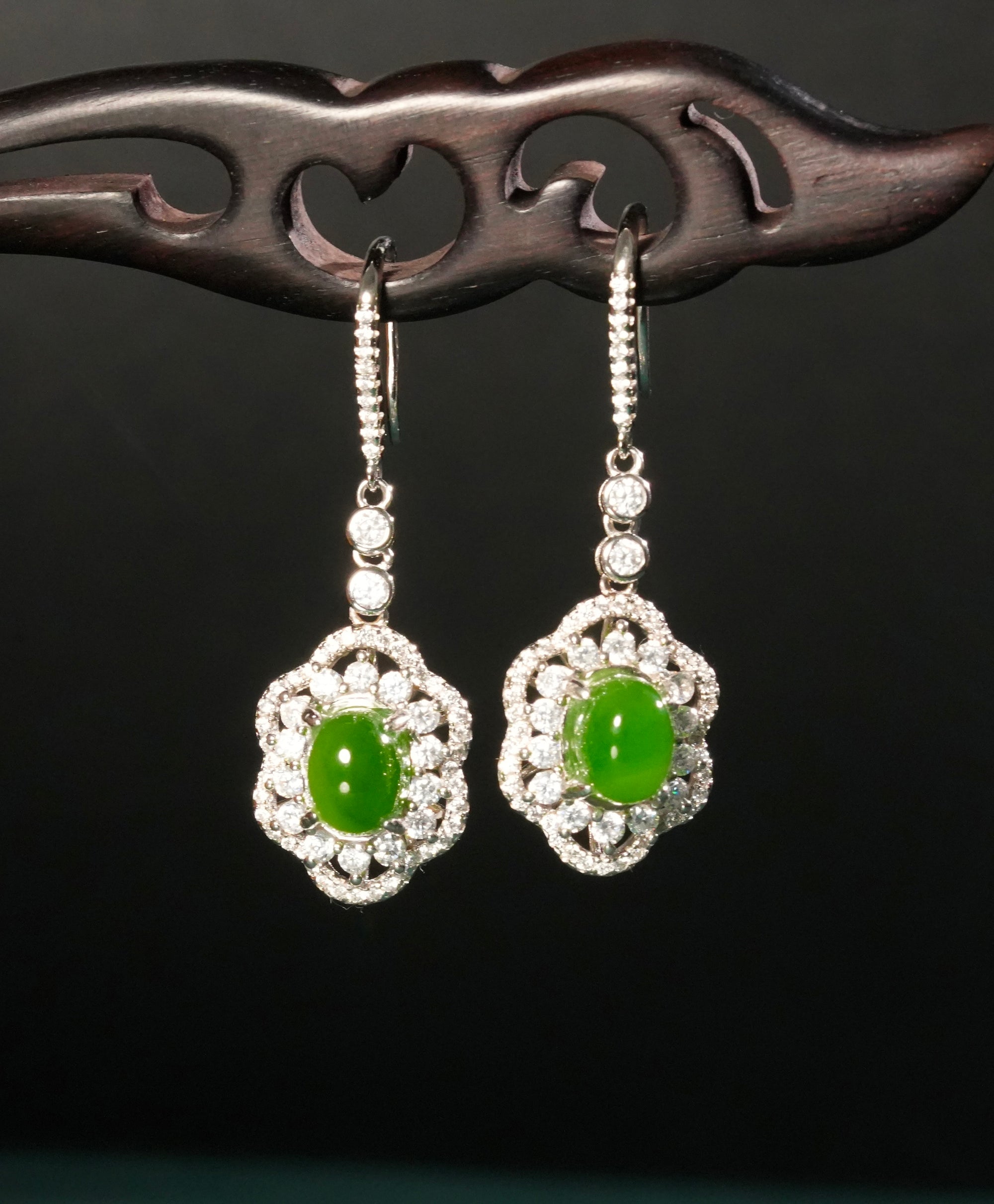 AAA Elegant Polar Jade Earrings #2811