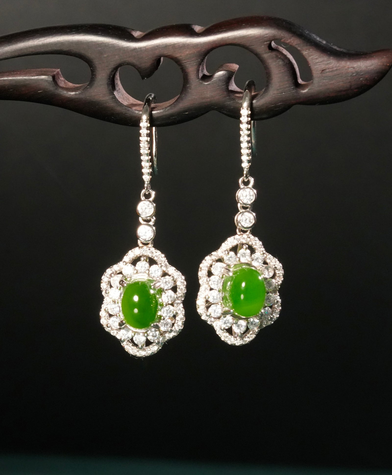 AAA Elegant Polar Jade Earrings #2811