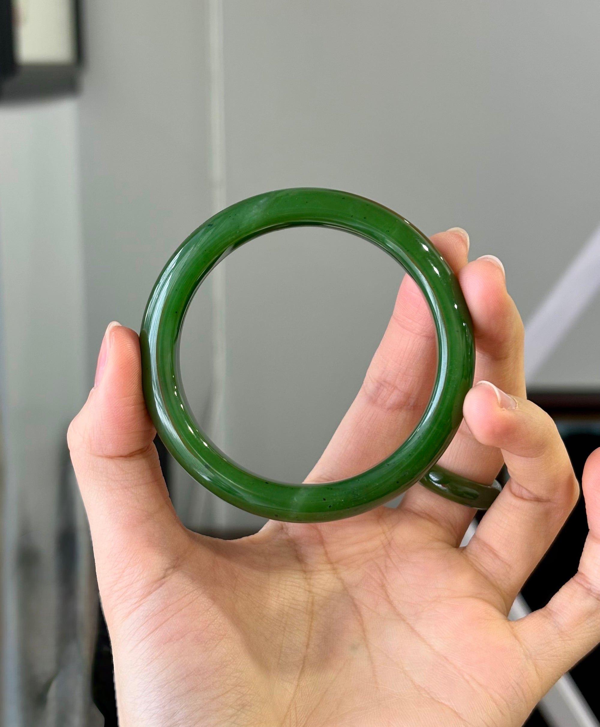 Canadian Polar Jade Bangle 56mm | AAA Grade Natural Nephrite Jade Bracelet from Canada | #1361