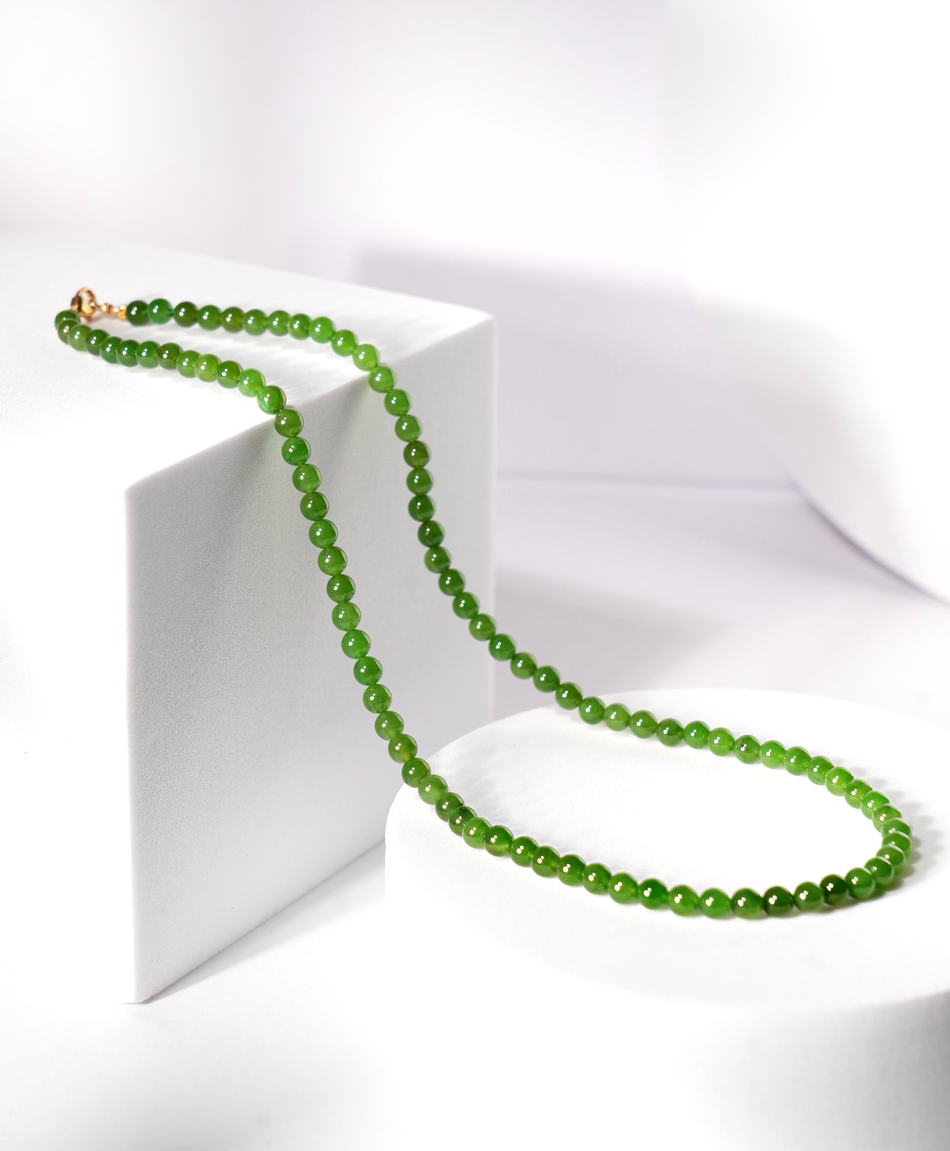4-5mm Polar Jade Beaded Necklace  #2416