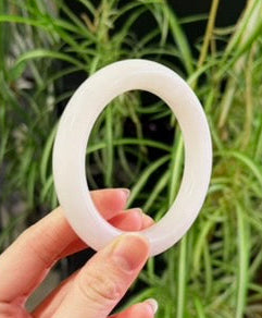 Hetian White Jade Round Bangle Natural Jade Bracelet 59 mm | #1575