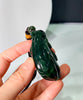 Top Grade River Jade Lucky Melon Fortune Jade Hand Held Vivid Green Natural Jade 63mm #1251