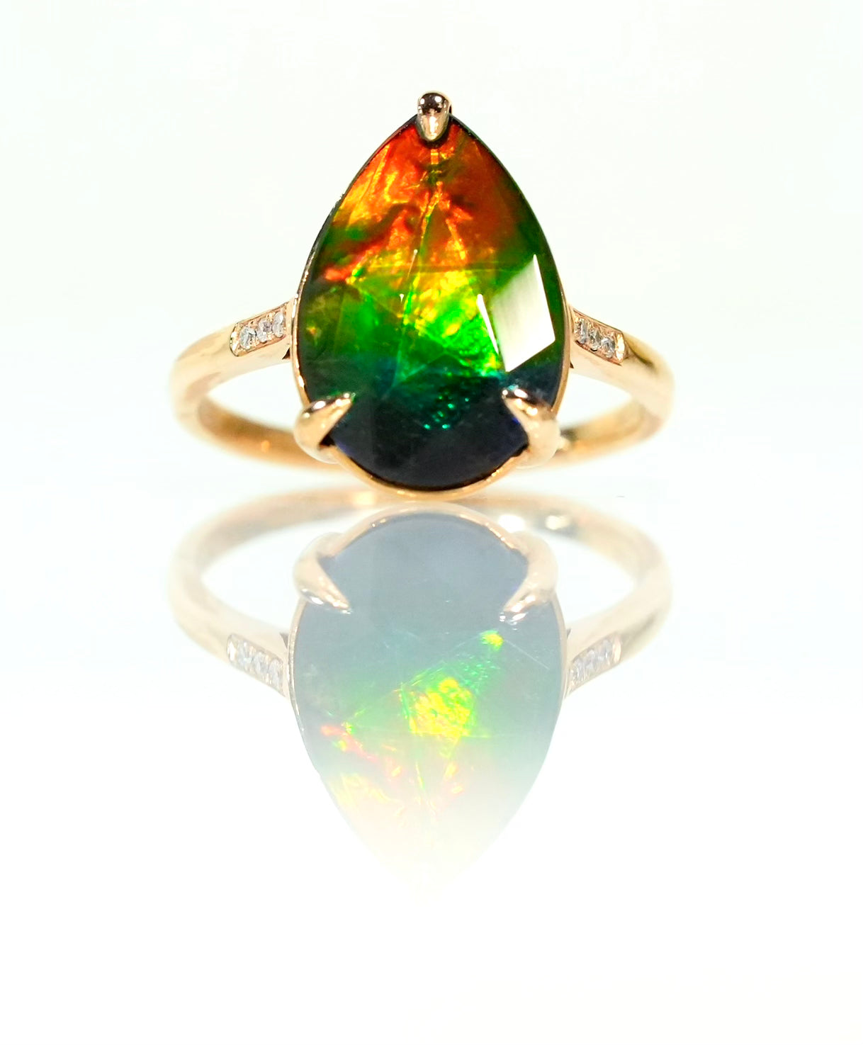18K Ammolite Diamond Ring #2088