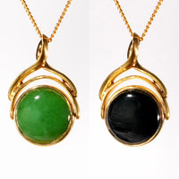 Two Sides Jade Pendant - Gold #1097