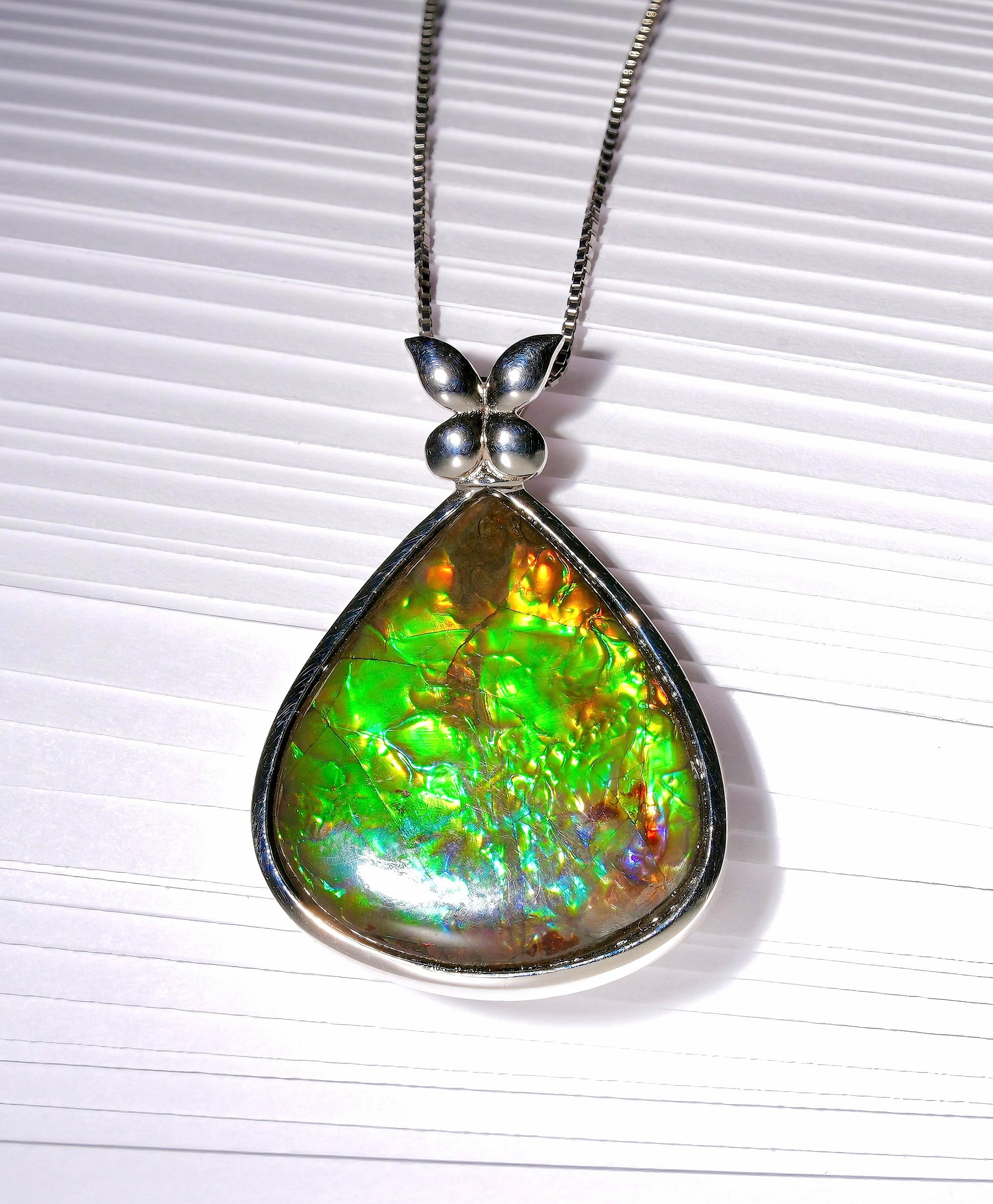 Flame Butterfly Ammolite Pendant #352