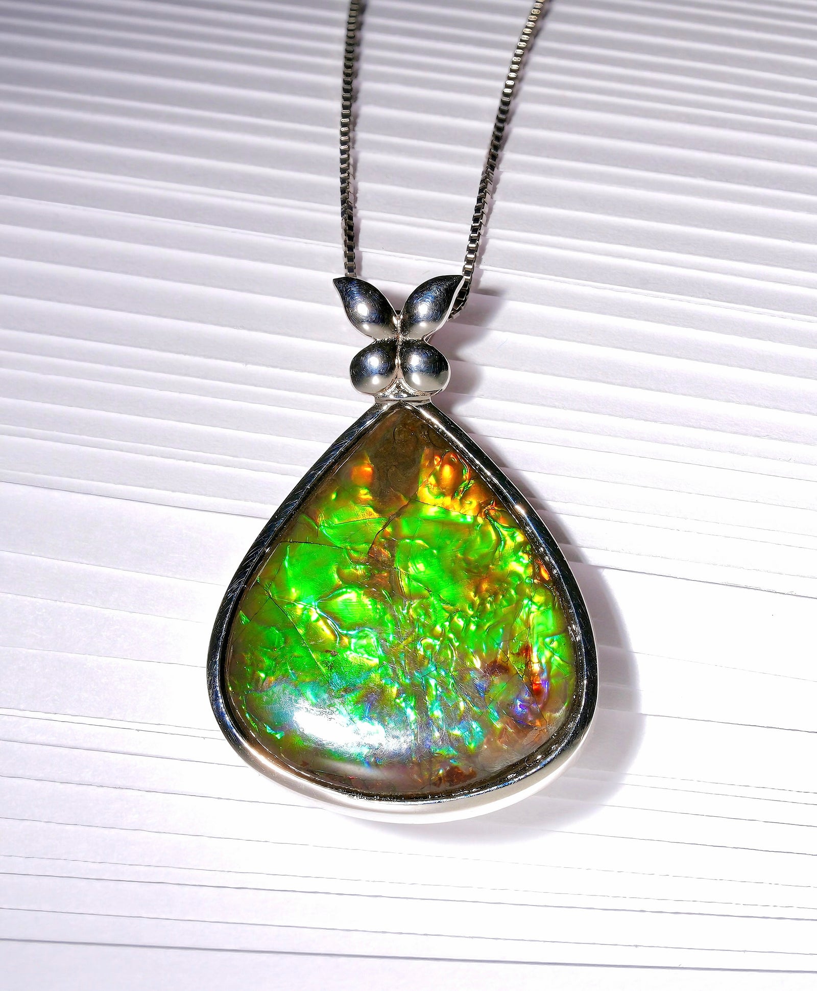 Flame Butterfly Ammolite Pendant #352