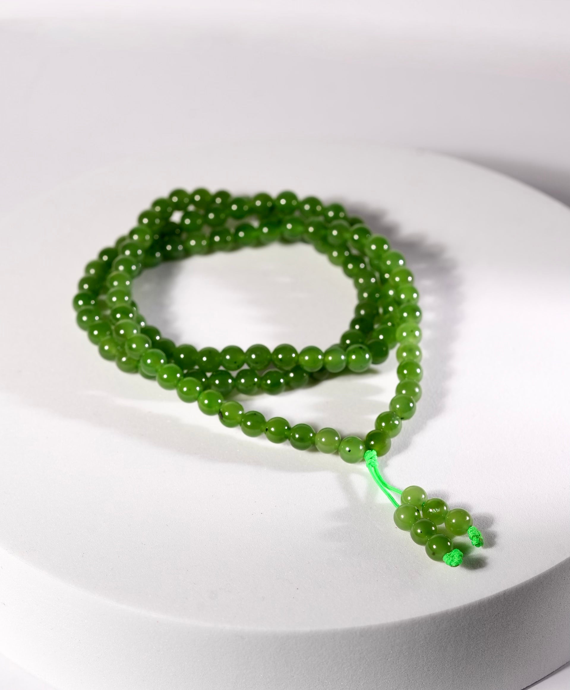 6mm 108 Siberian Jade Beaded Necklace #2620