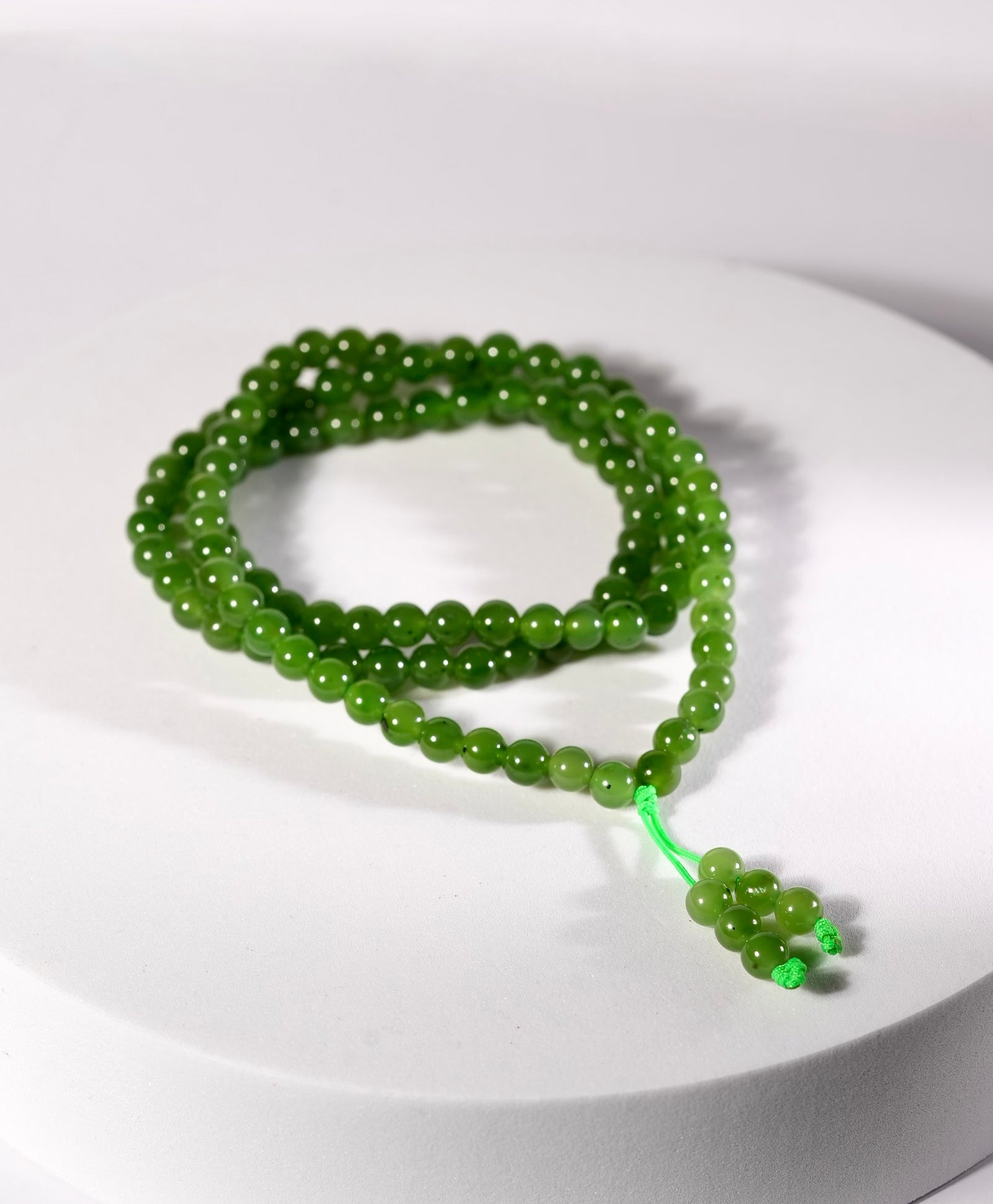 6mm 108 Siberian Jade Beaded Necklace #2620