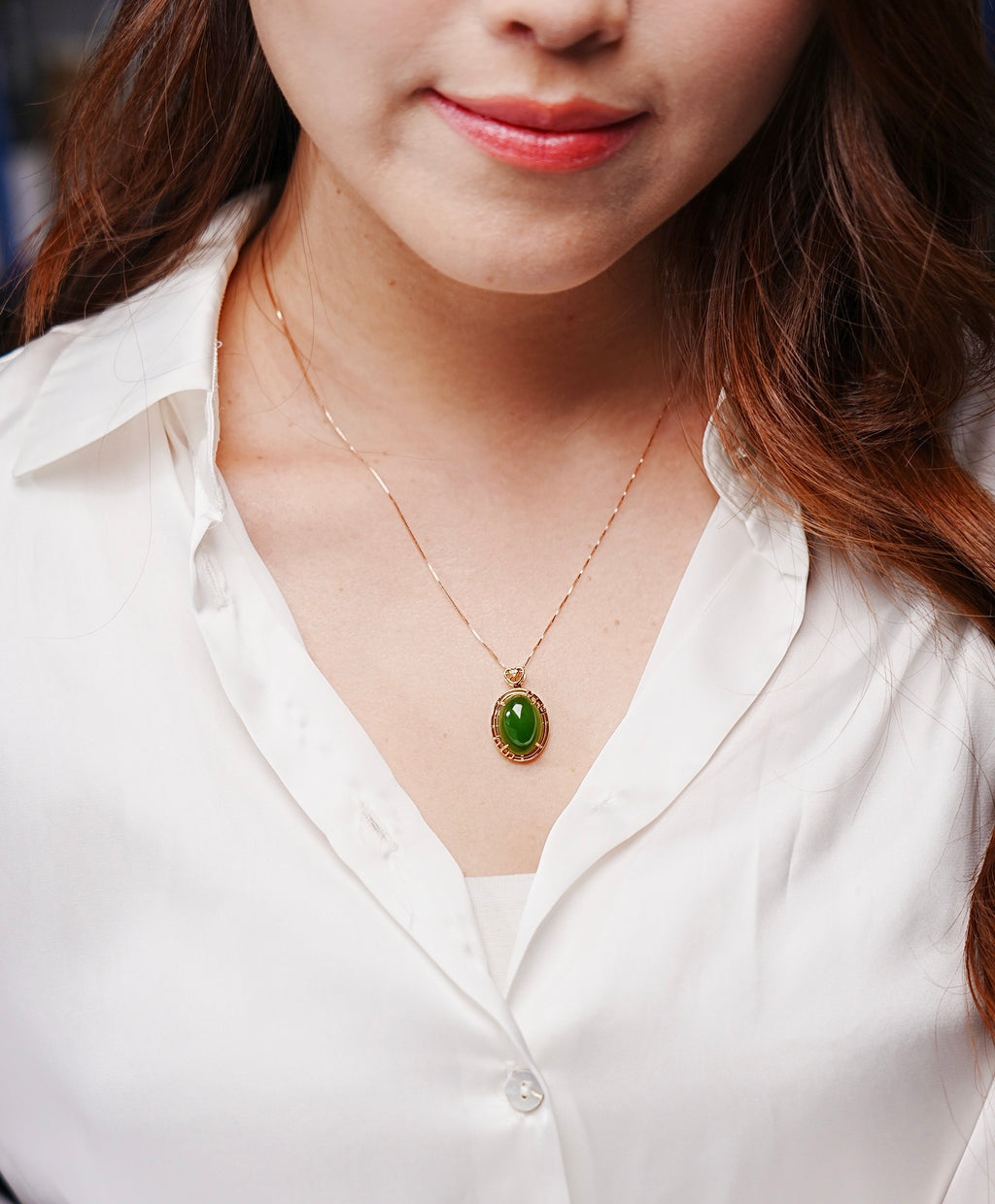 Eternal Forest Siberian Jade Cabochon Pendant #1679