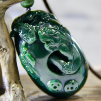 HAND CARVED DRAGON JADE PENDANT #1017