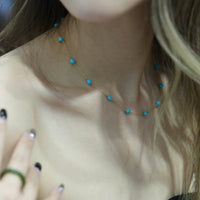 Turquoise Starry Beaded Necklace #2664