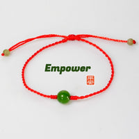 7.5mm Eternal Fortune Red Cord Jade Bracelet #3029