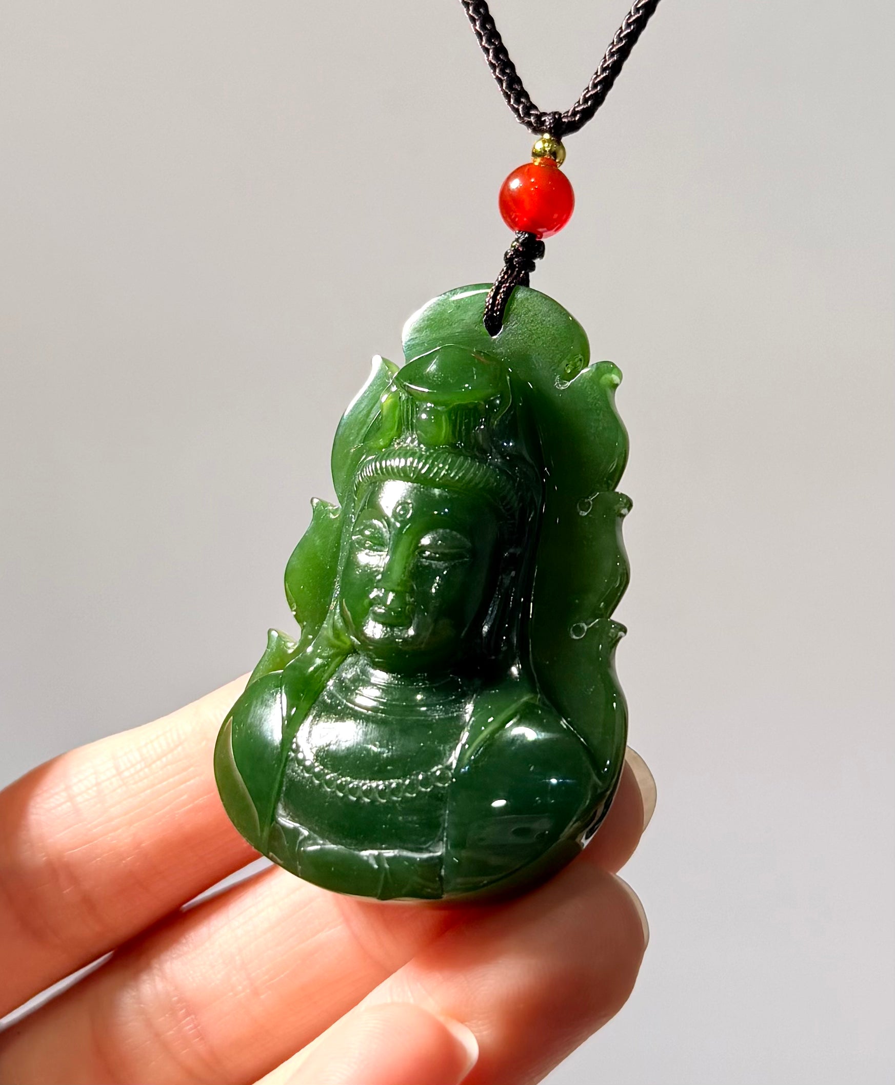 Canadian Polar Jade Guanyin Pendant AAA Grade Natural Jade 51mm #2778