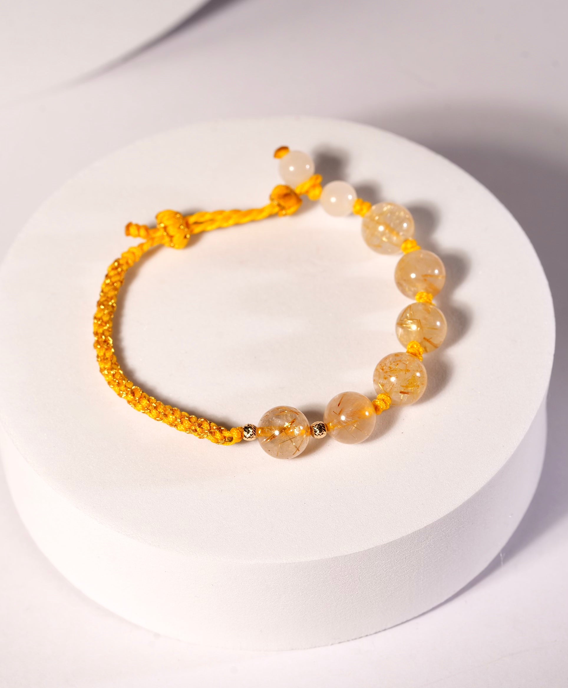 Rutilated Gold Quartz Hetian Jade Bracelet Natural Jade #1334