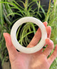 Siberian White Jade Round Bangle Natural Jade Bracelet 55mm #1577