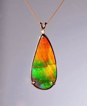 Canadian Ammolite Pendant AAA Grade 18K Gold Natural Stone #2083
