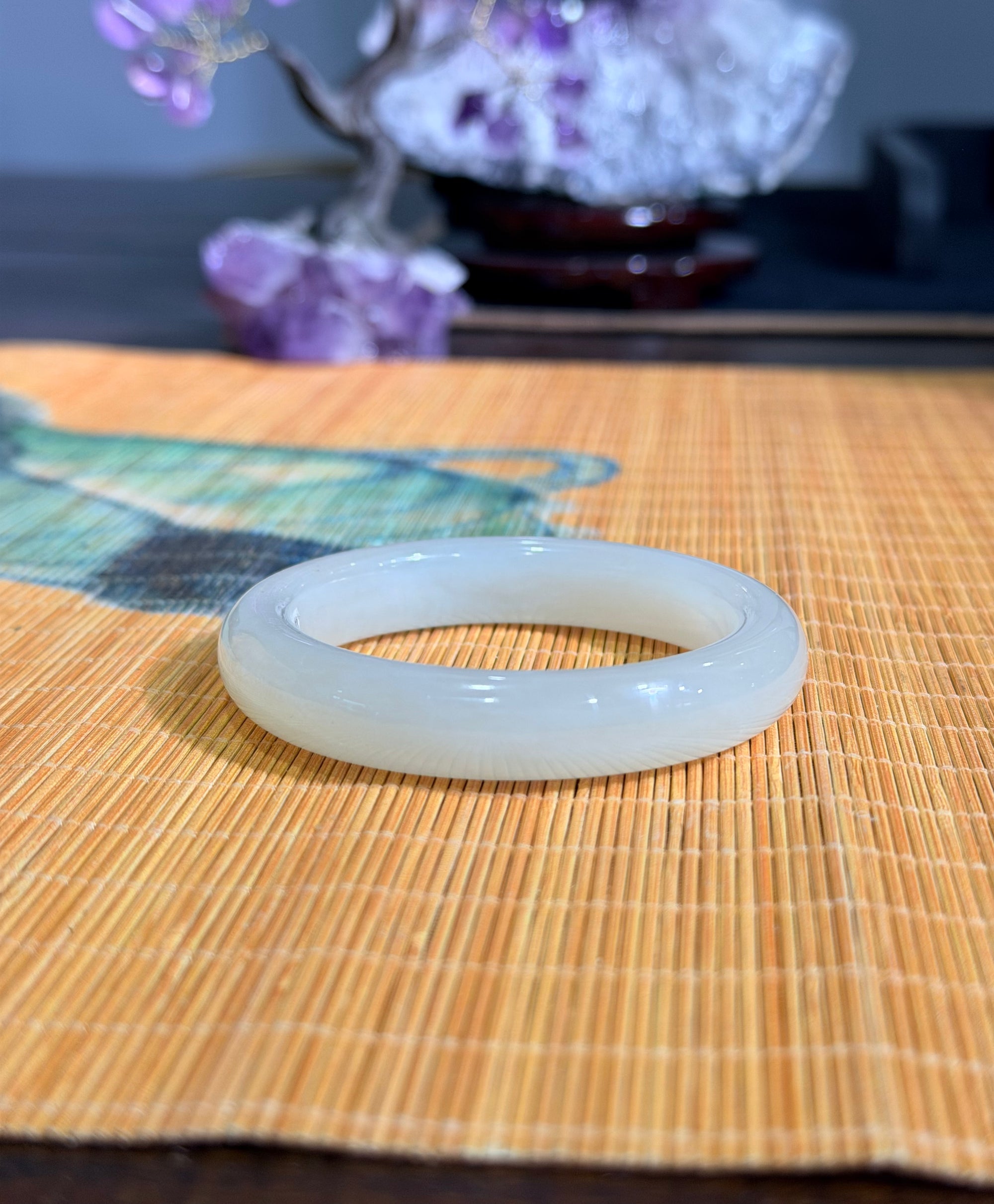 White Jade Bangle 52mm #873