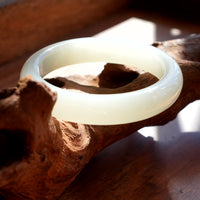 Mutton Fat White Jade Bangle 57mm #861