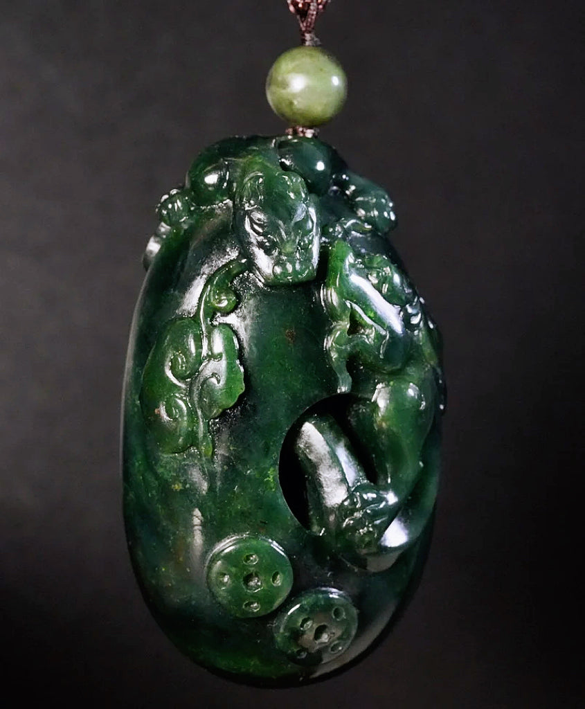 Polar Jade Dragon Palm Stone Hand Carved Premium Natural Jade #1017