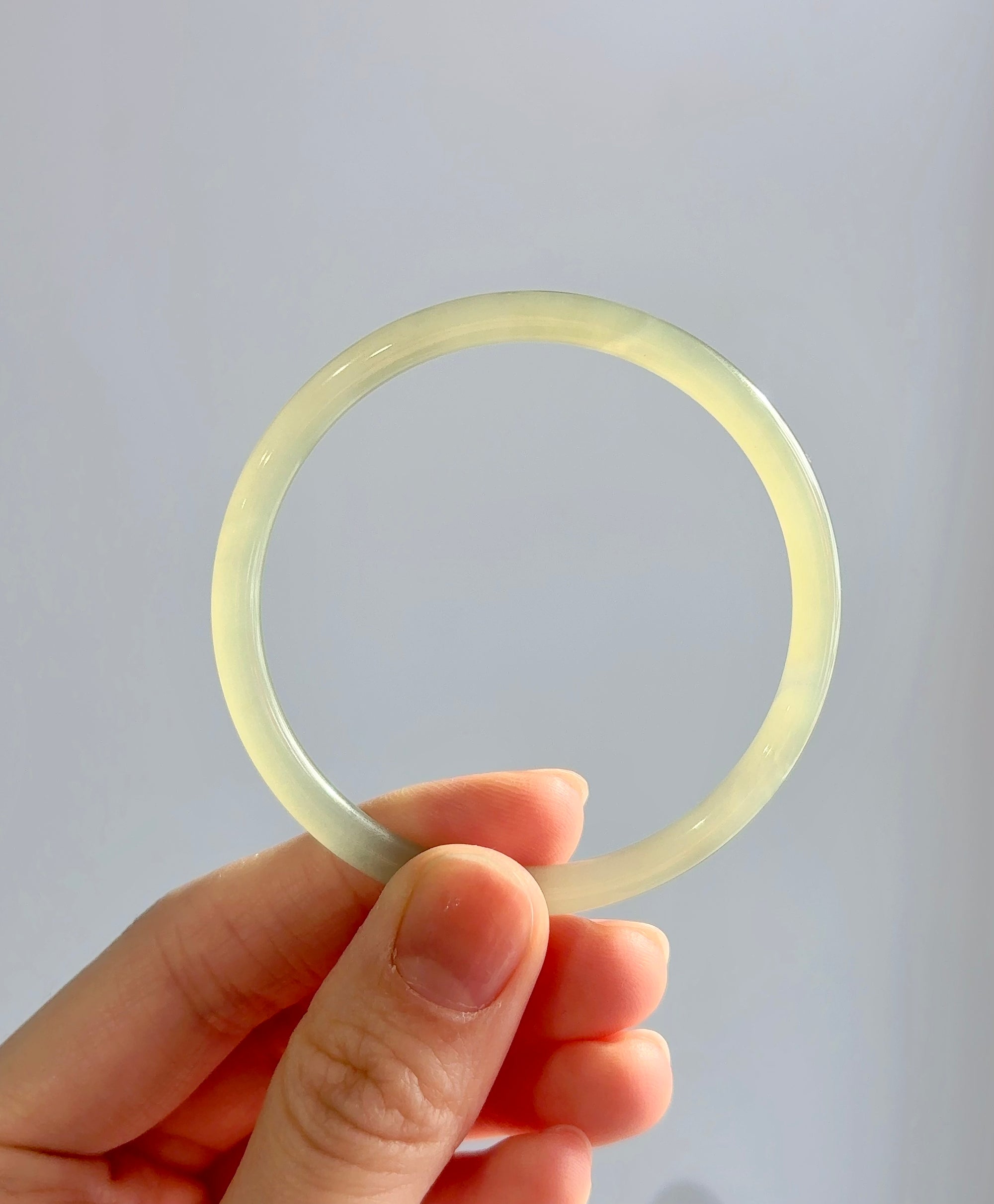 Hetian Jade Round Bangle Natural Jade Bracelet 52.5mm #1349