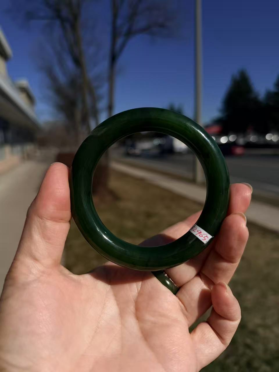 Siberian Jade Round Bangle Natural Jade Bracelet 59mm #1475