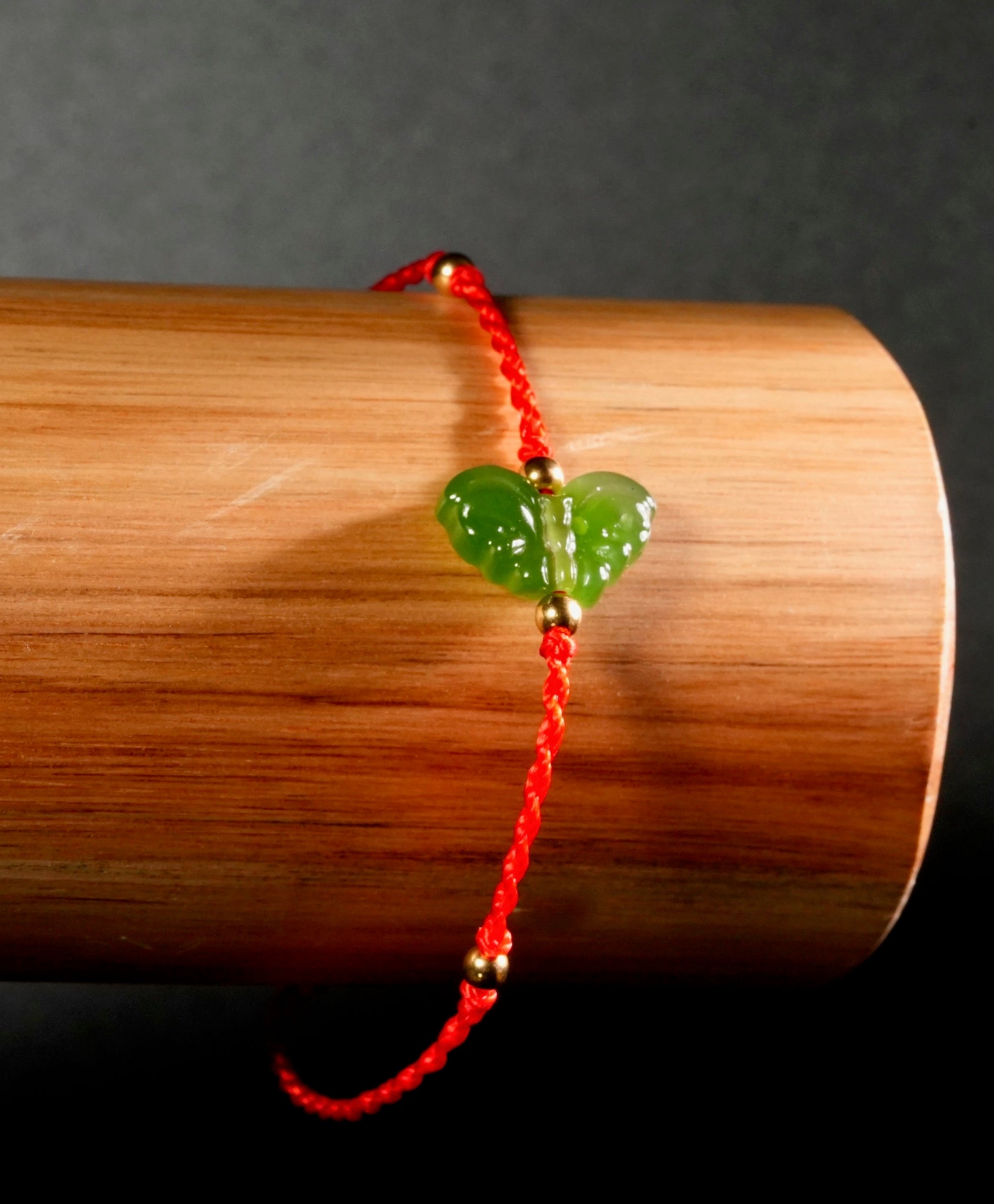Butterfly Red Cord Jade Bracelet #2782
