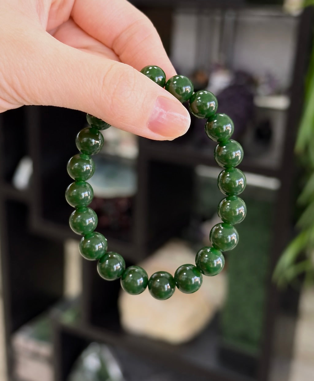 Canadian Old Mine Polar Jade Bracelet Jade Beaded Bracelet Natural Jade 10 mm #2455