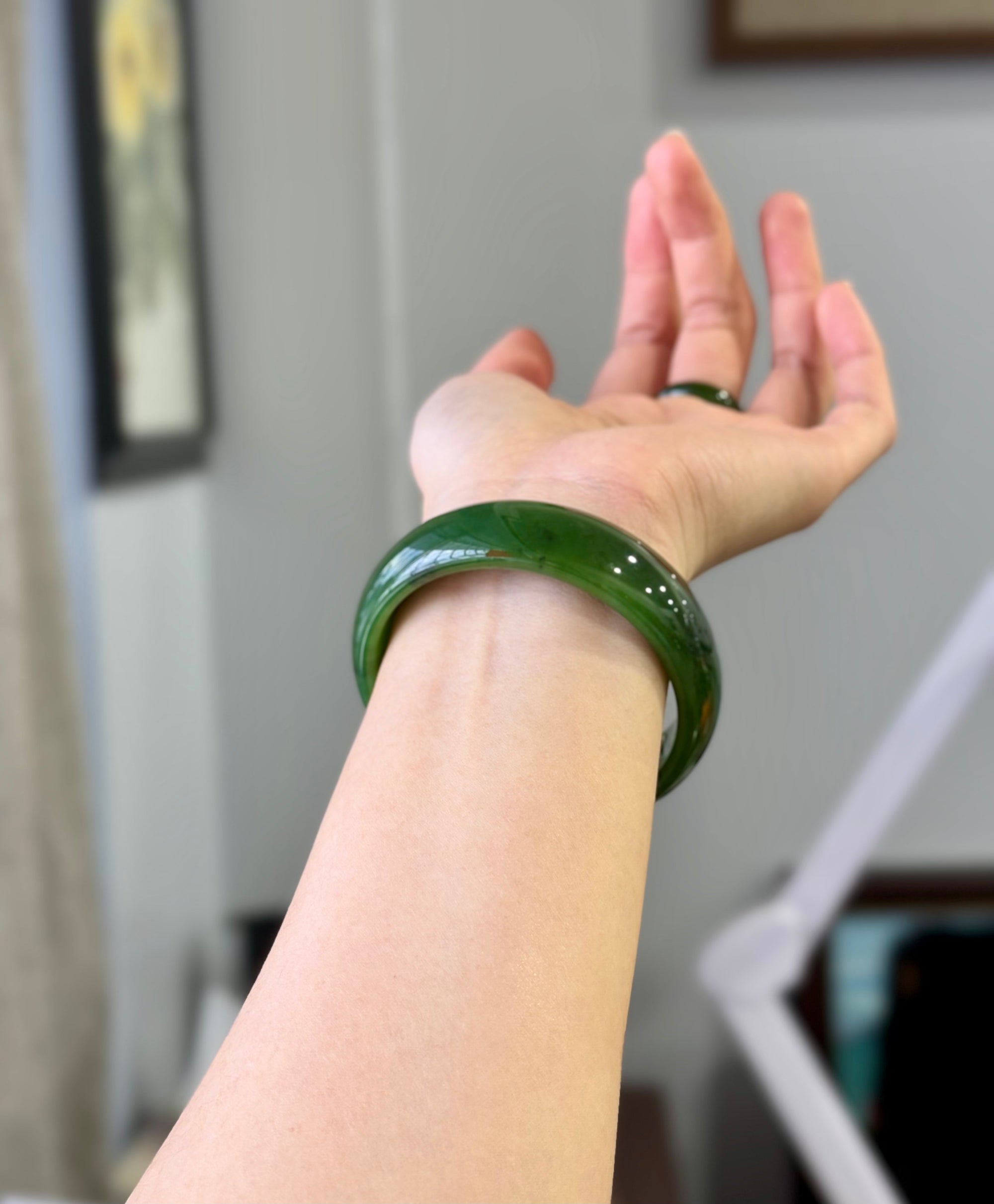 Canadian Polar Jade Bangle Natural Jade Bracelet A Grade 56.5mm #1764