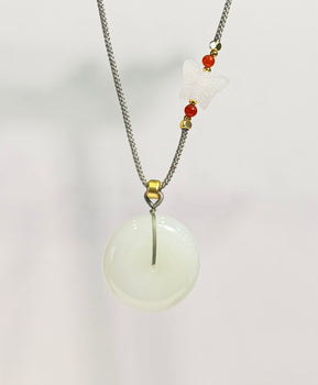Siberian White Jade Donut Pendant AA+ Grade Ping An Kou PI Harmony Peace Buckle Natural Jade 30mm #1546