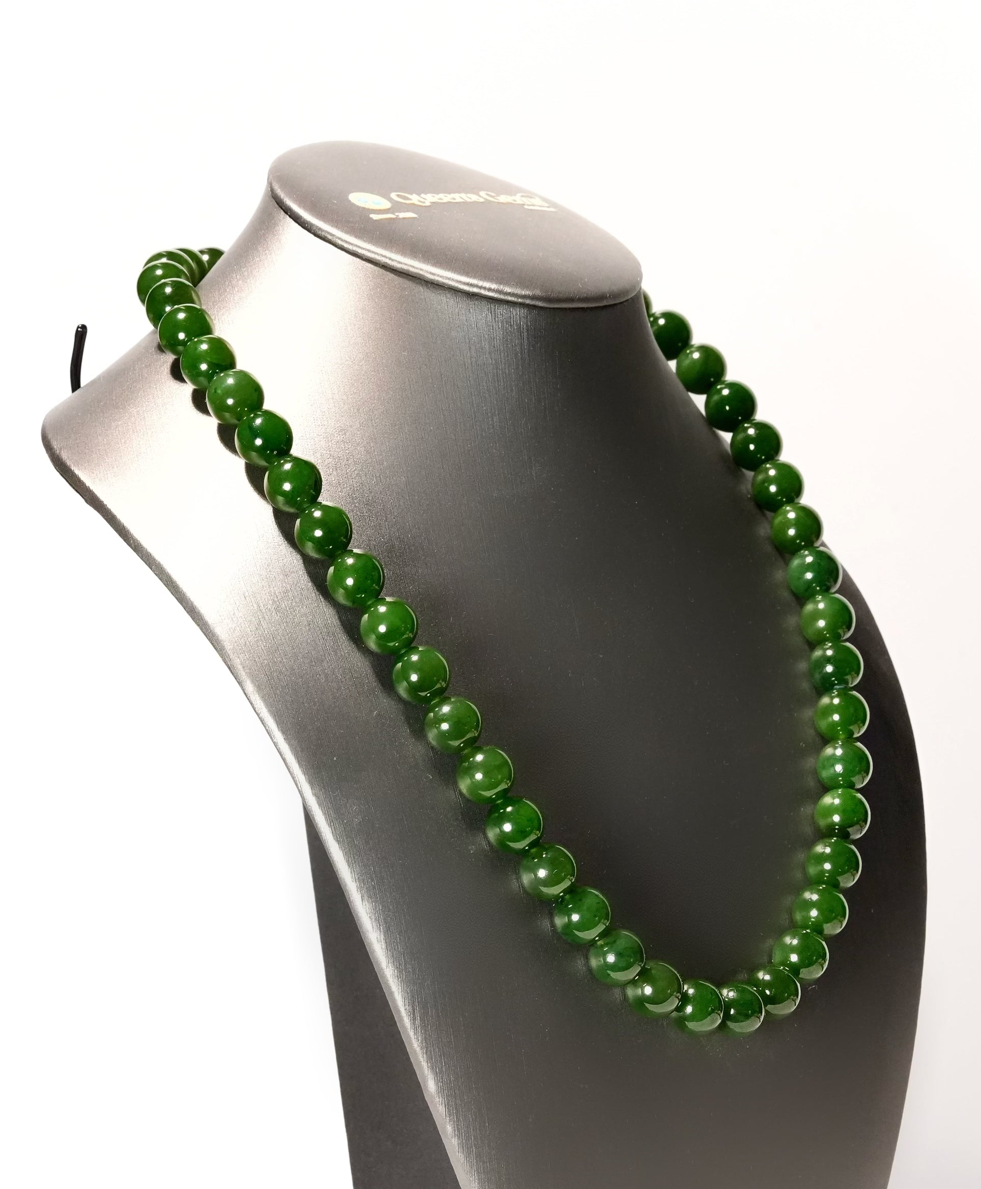 10mm Polar Jade Beaded Necklace #2456