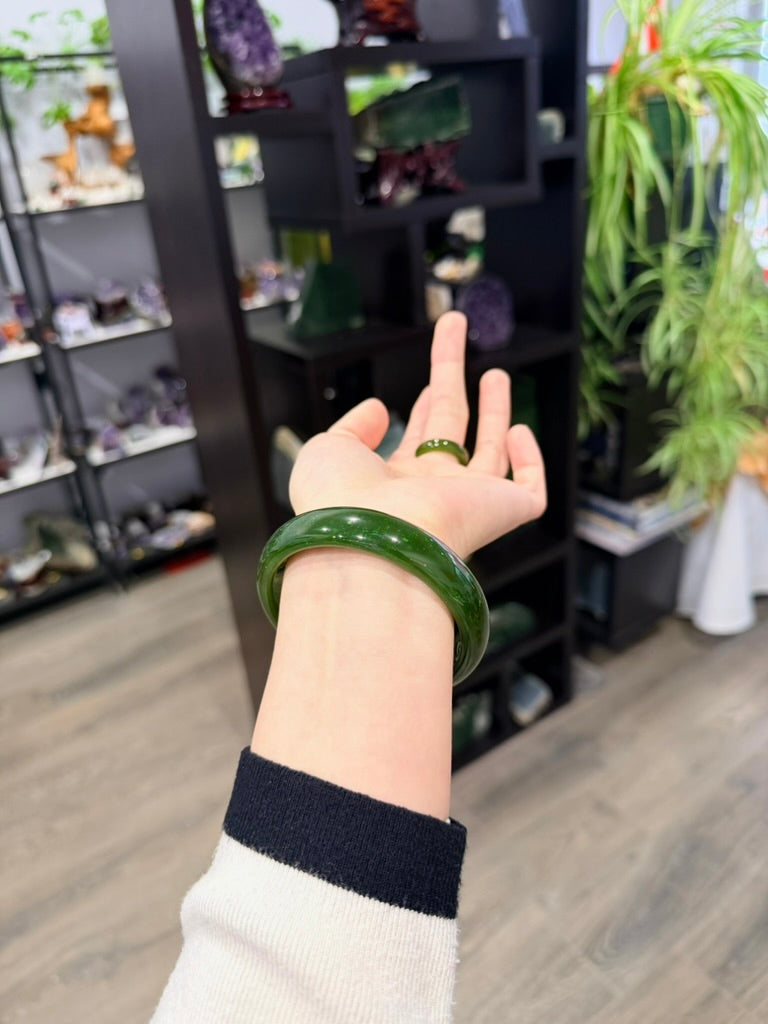 Canadian Polar Jade Bangle 61mm | AA Grade Natural Nephrite Jade Bracelet from Canada | #1472