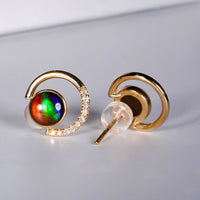 18K Diamond Top Grade Ammolite Earrings #1537