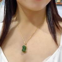 18k Siberian Jade Pixiu Pendant  #1680