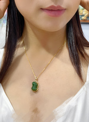 18k Siberian Jade Pixiu Pendant  #1680