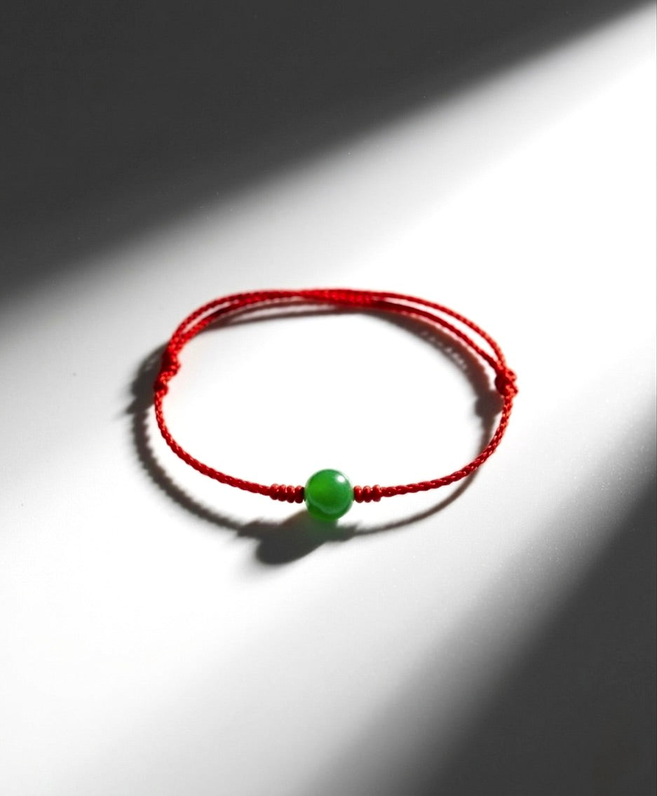 Canadian Polar Jade Lucky Red Bracelet Red String Protection Natural Jade 8mm #1012
