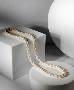 Akoya Sea Salt Pearl Necklace 14K Gold 6 to 6.5mm Natural Pearl #2294