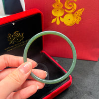 Bluish Green Seed Jade Bangle 5mm #1532