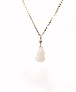 Hetian Jade Gourd Pendant 14K Gold Natural Jade #1087
