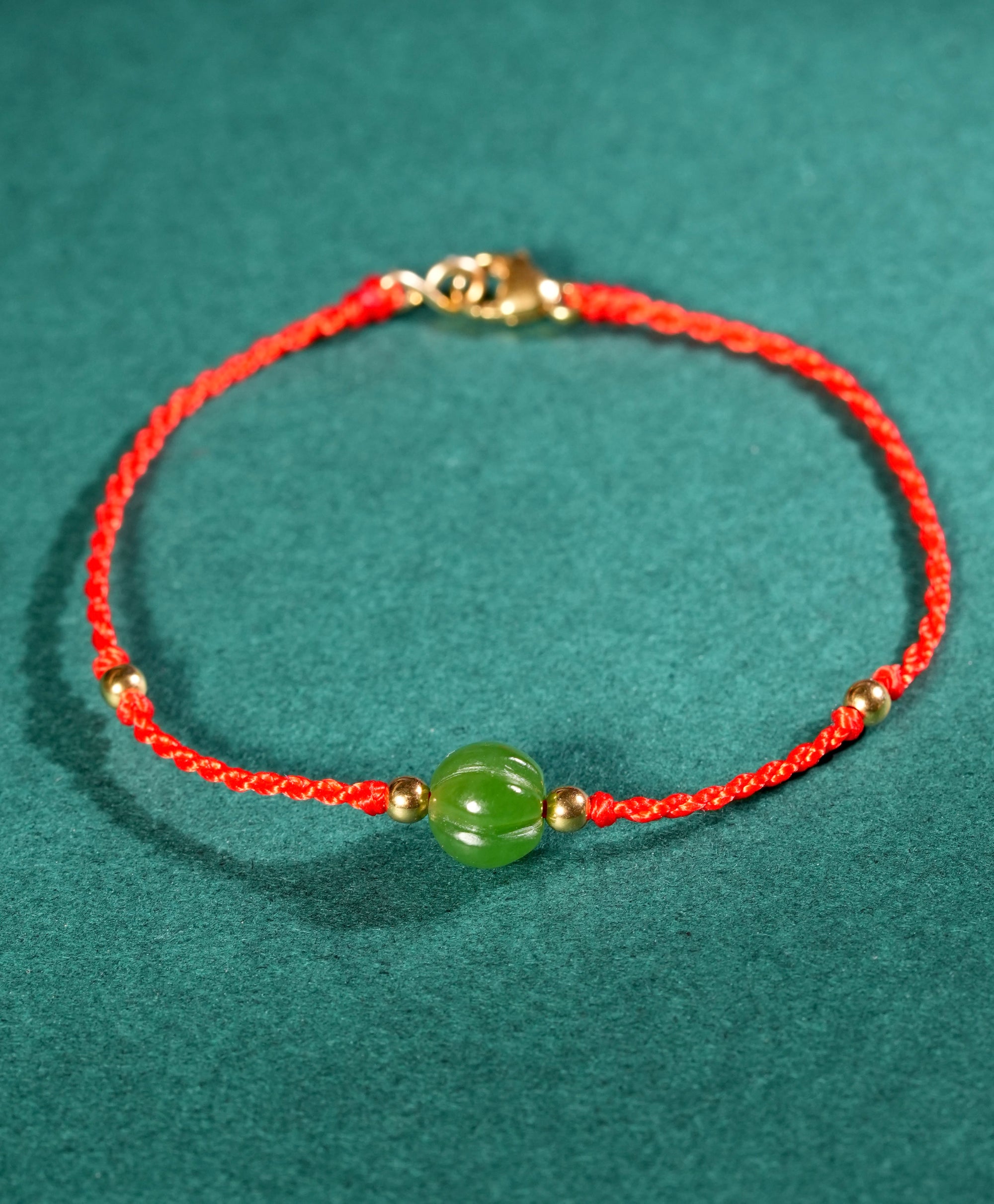 Jade Bracelet Eternal Fortune Red Cord Natural Jade #2677-1
