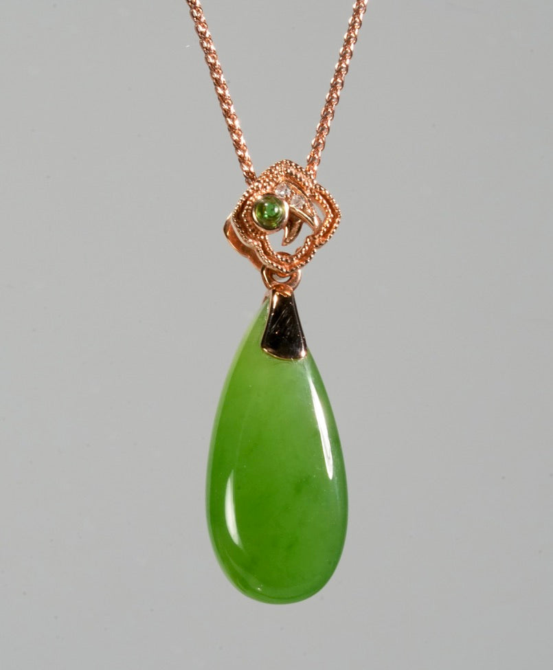 18K Siberian Jade Waterdrop Pendant #2912