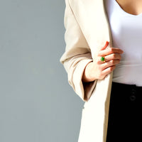 18K 12mm Lucky Bead Jade Ring #2894